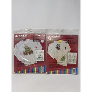 Two NEW 1989 Dizzle ART Pre-Shaded Christmas Transfer #50030 & #50026 Iron On